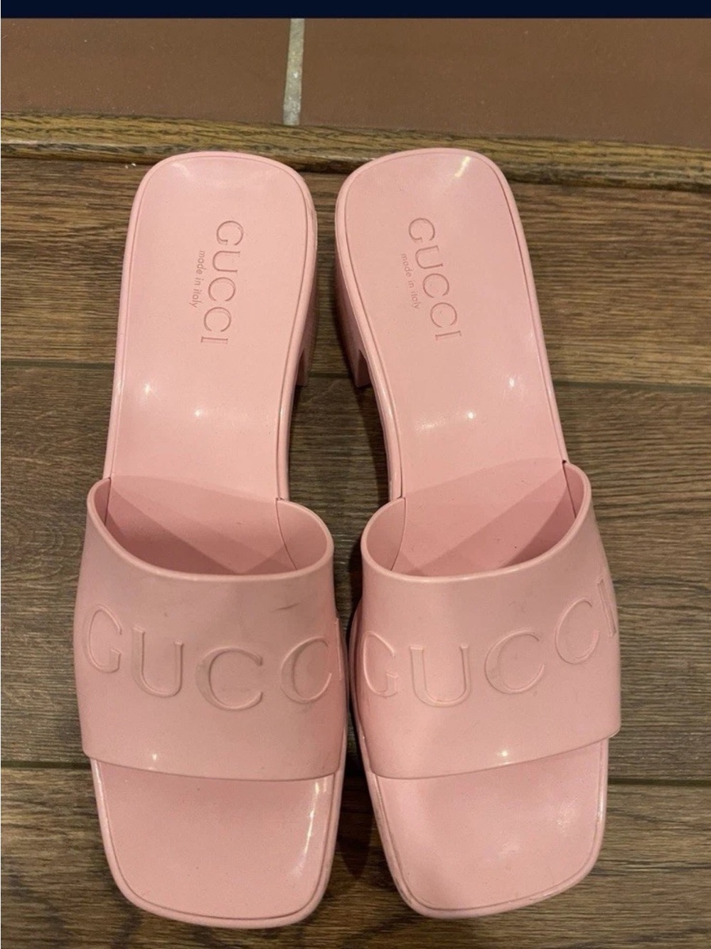 Gucci Pink Logo Slide Mules size 37 - Picture 4 of 4